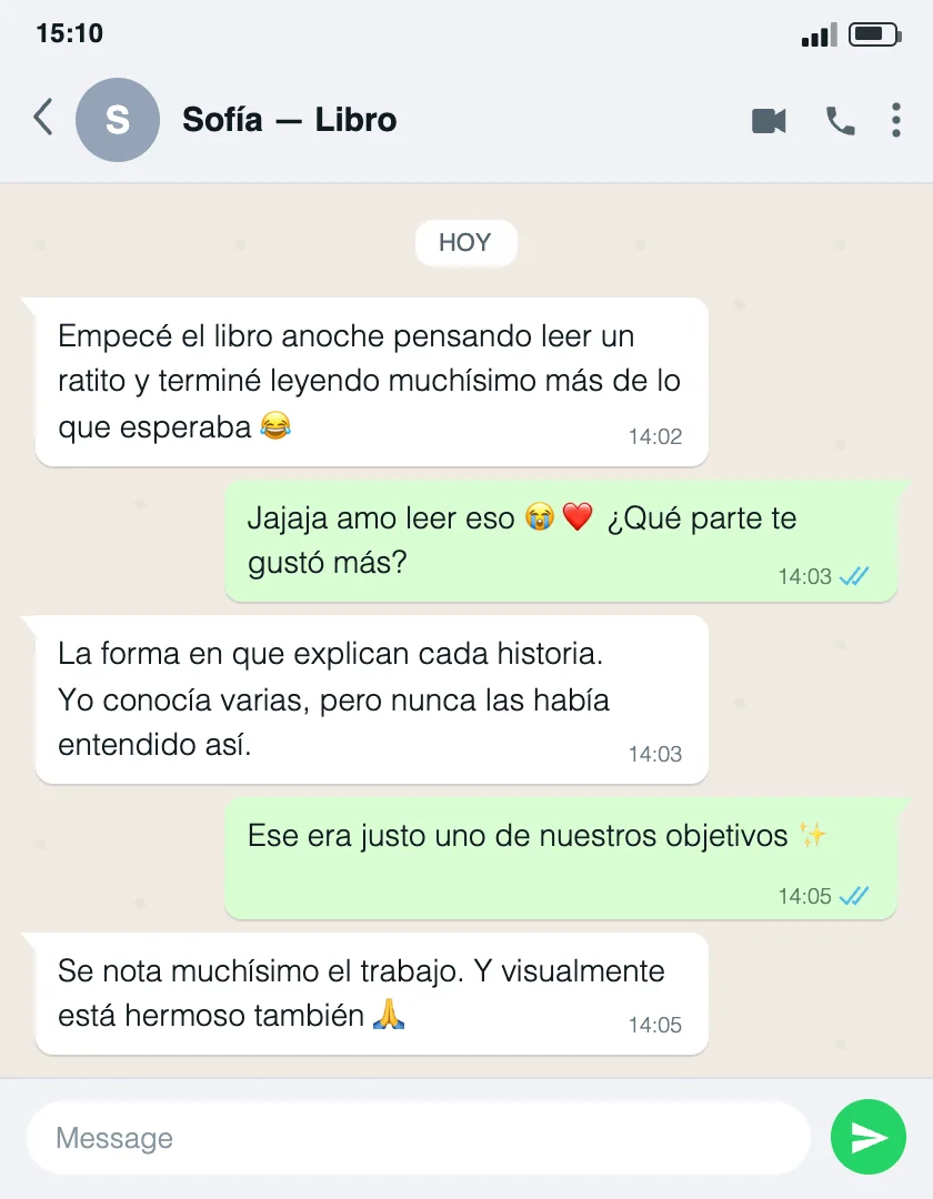Captura de WhatsApp: mensaje de Sofía sobre Lucero